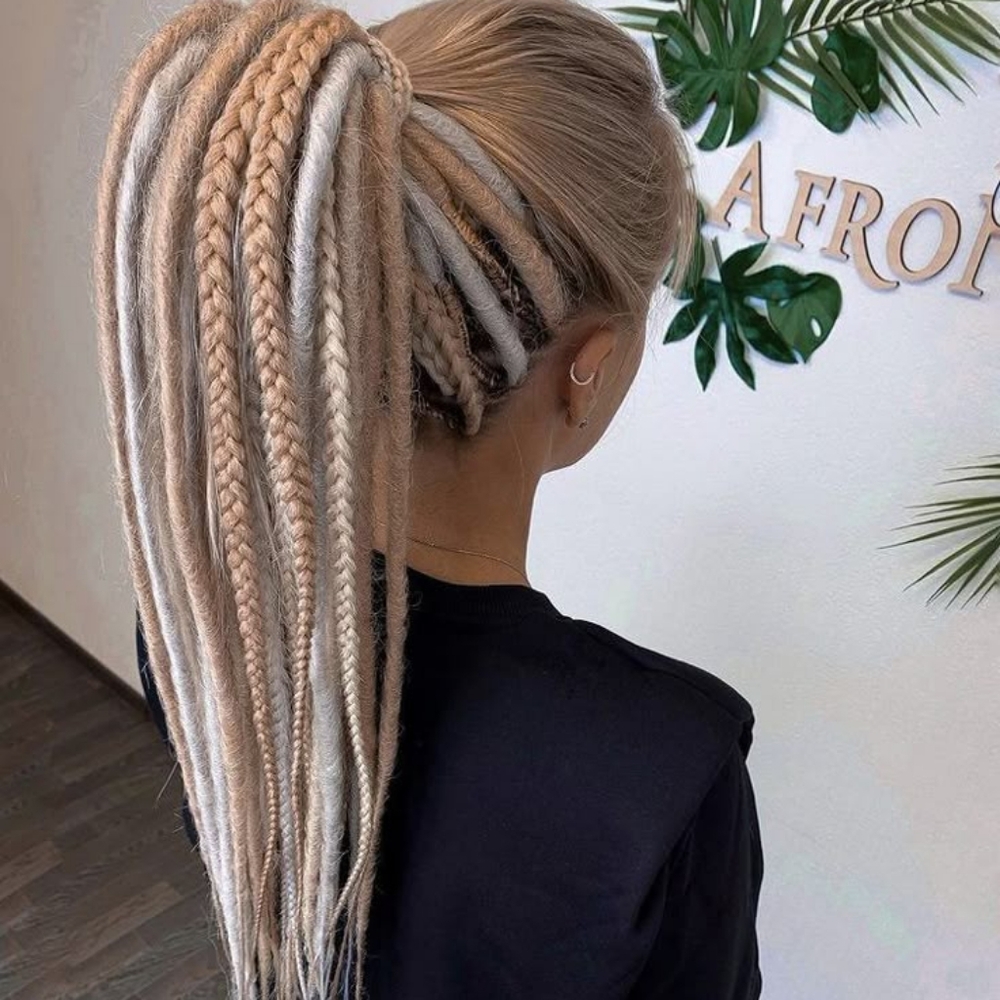 4/$15 Brown & Bld 1pc Braids Dread Clip In Extension Deco & Charms Viking Boho - Picture 10 of 12